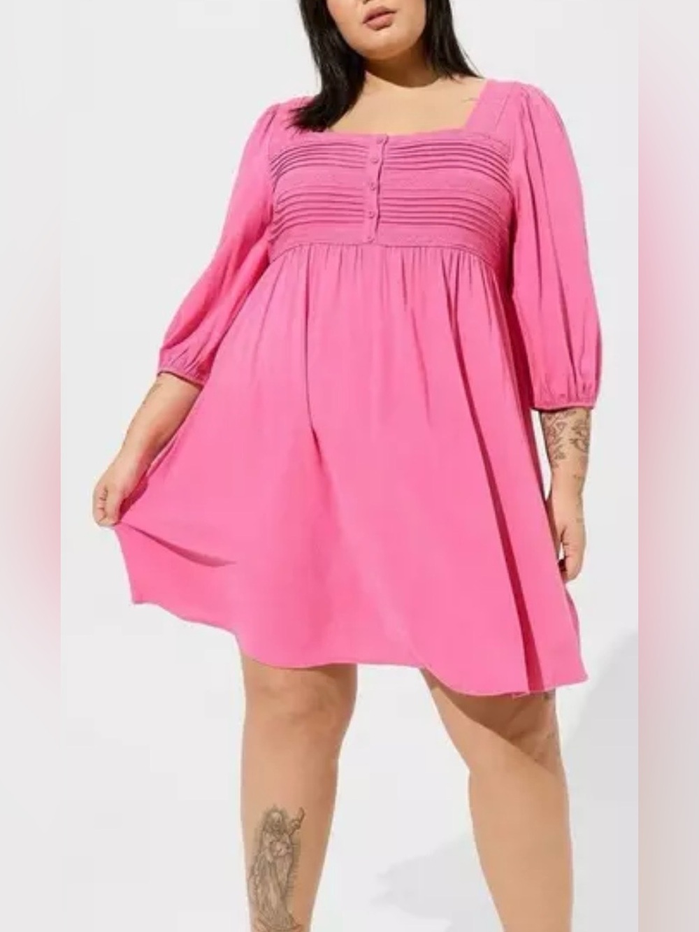 Torrid Mini Rayon Pink Slub Pintuck Neck Skater Dress Size 3X